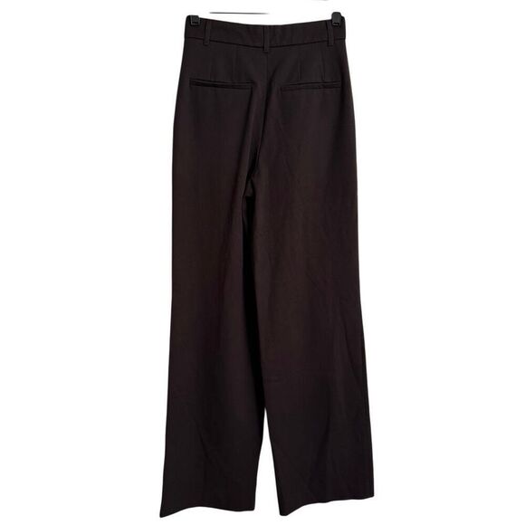 Zara Chocolate Brown Front Pleat Trousers XS Wide Leg - Picture 4 of 7